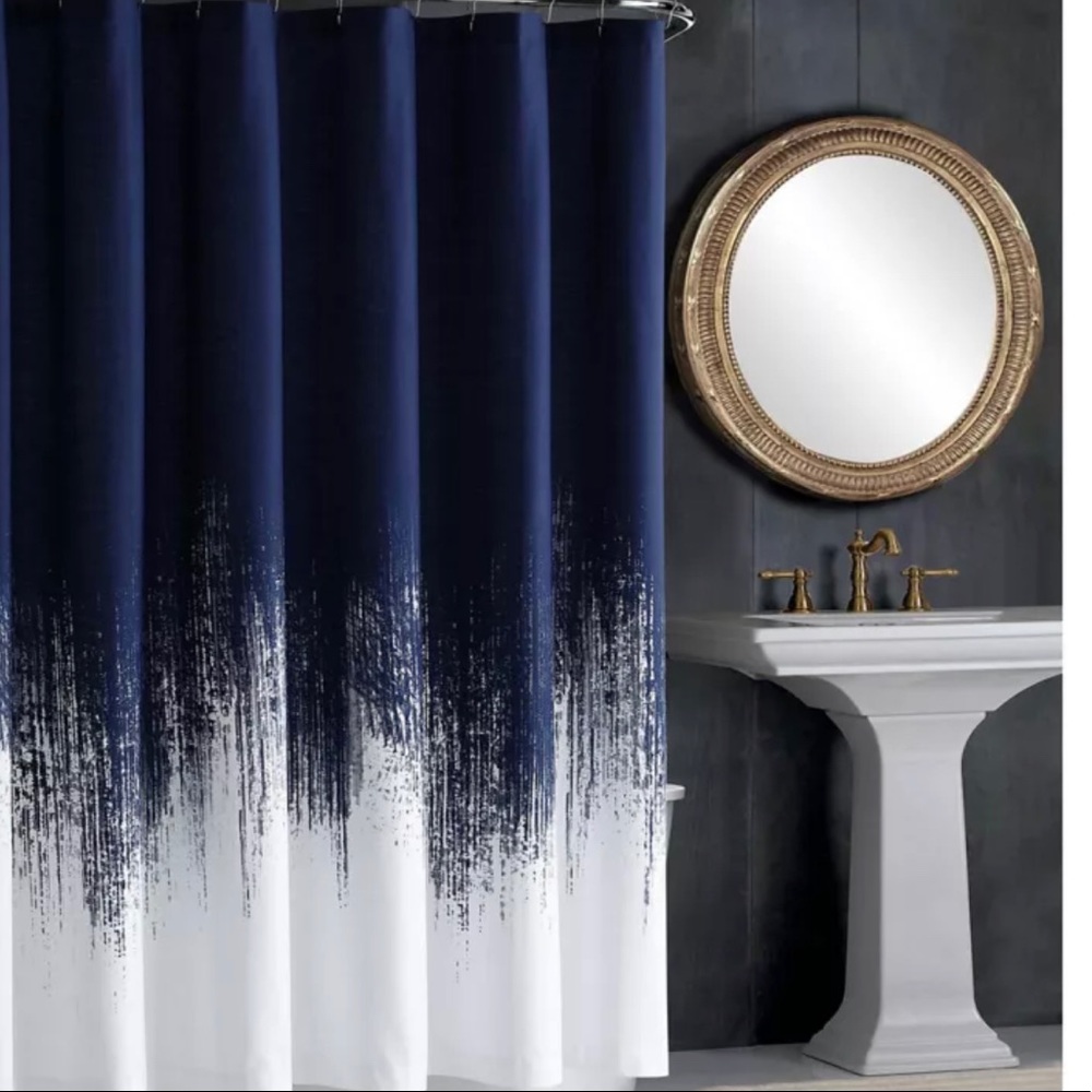 Blue and White Vince Camuto Shower Curtain